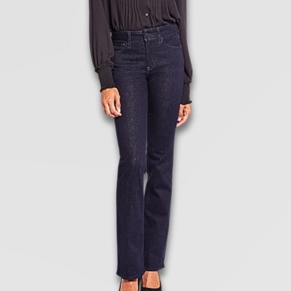 NYDJ Barbara Jeans Bootcut Leg Five-Pocket Stretch Dark Wash Denim Blue W US 4P - Picture 1 of 8